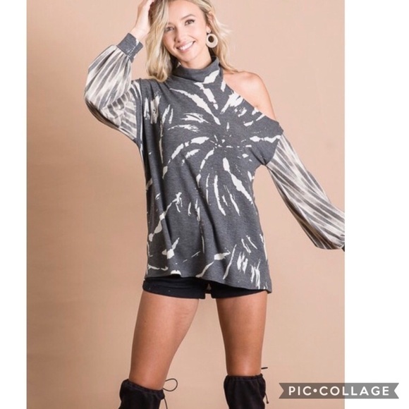 Gray Splash Bare Shoulder Top - Picture 3 of 7